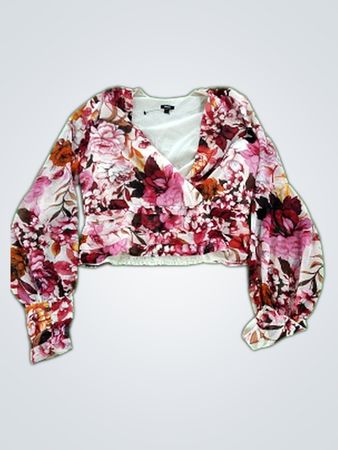 Floral Long-Sleeve Crop Top