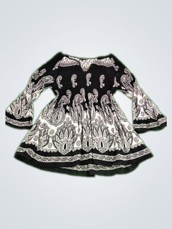 Cupio Black and White Paisley Peplum Top