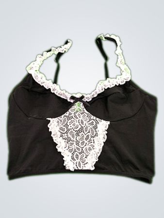 Black Lace Trim Bra Top