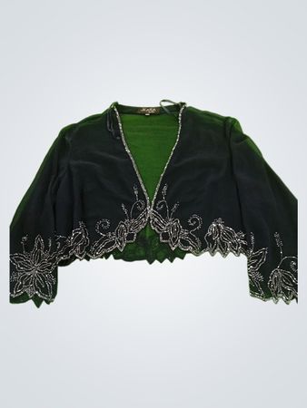 JKARA Women's Black Embellished Bolero Jacket