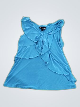 Blue Ruffled Sleeveless Top