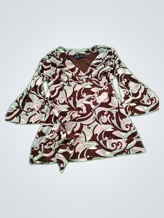 INC Petite Brown and White Floral Blouse