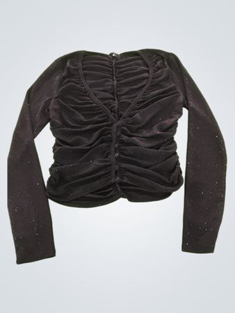 Lulus Black Shimmery Ruched Long-Sleeve Cardigan