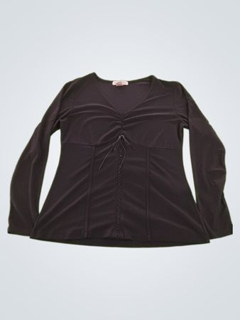 Vintage Suzie Black Lace-Up Long Sleeve Top