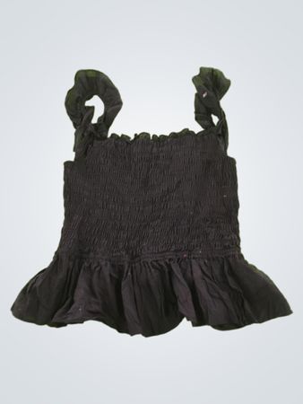 Black Ruffled Sleeveless Top