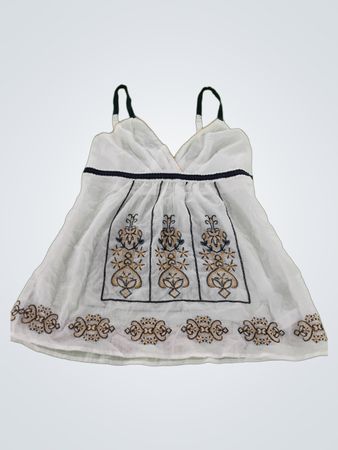White Embroidered Cami Top