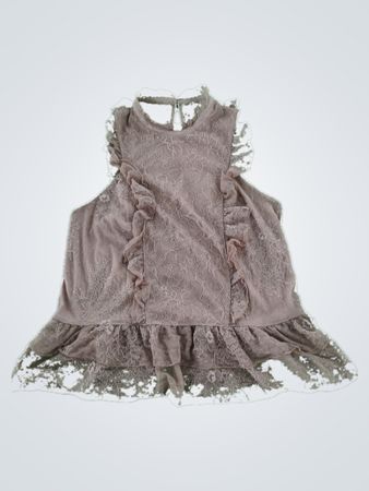 Brown Lace Ruffle Top