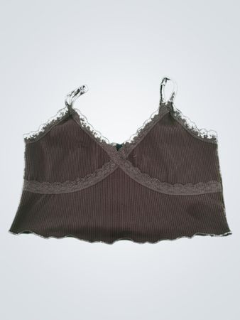 H&M Brown Ribbed Lace Cami Top