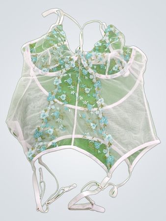 Sheer White Bodysuit with Floral Embroidery