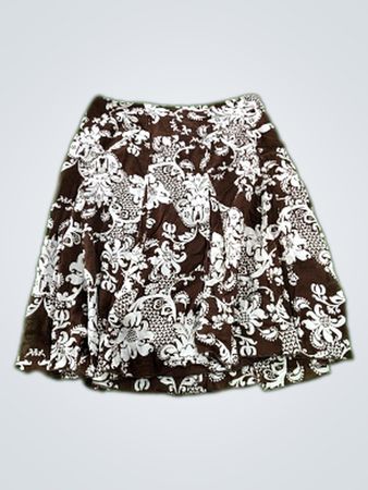 Brown and White Floral Skirt