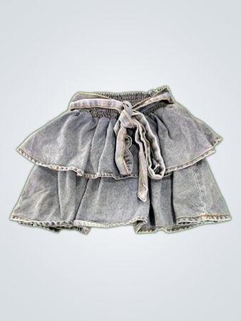 Curve Denim Ruffle Skirt