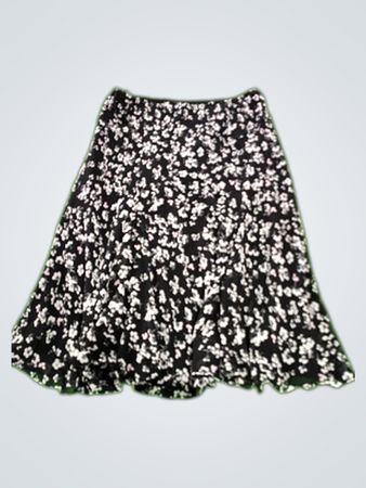 Chaps Black Floral Pleated Midi Skirt