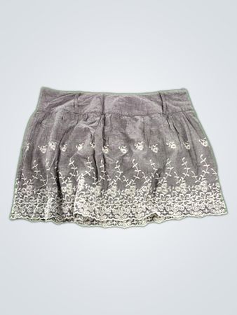 Gray Floral Skirt