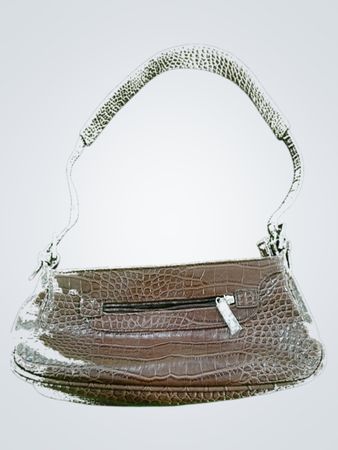 Brown Croco-Effect Shoulder Bag