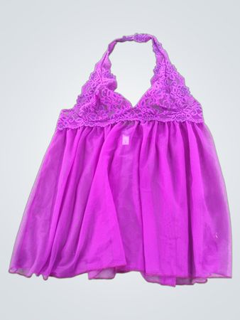 Purple Lace-Trimmed Halter Top