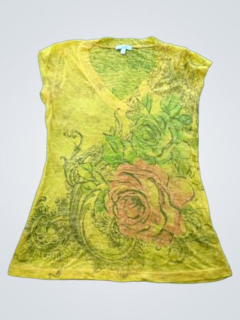 Cache Floral Print Sleeveless V-Neck Top