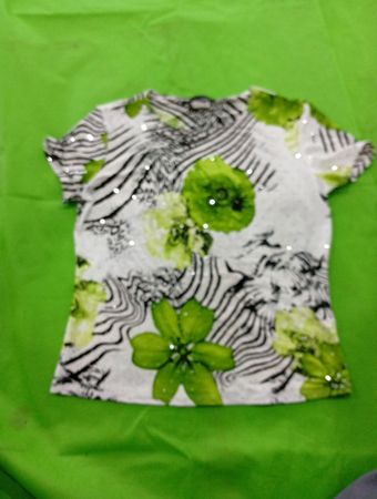 Blouse with Green Floral Pattern