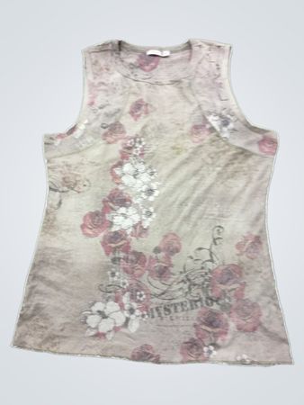 Gray Floral Sleeveless Top
