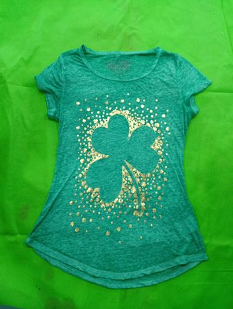 Rocker Girl Green Shamrock Graphic T-Shirt