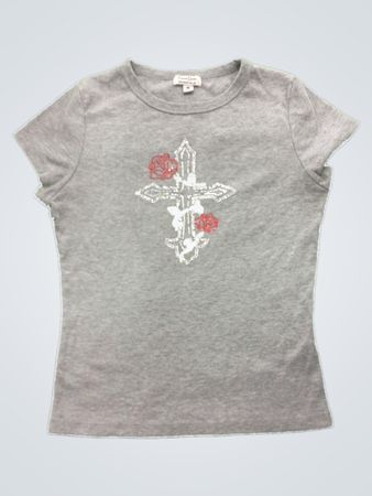 Faded Rose Essentials Women's Gray T-Shirt