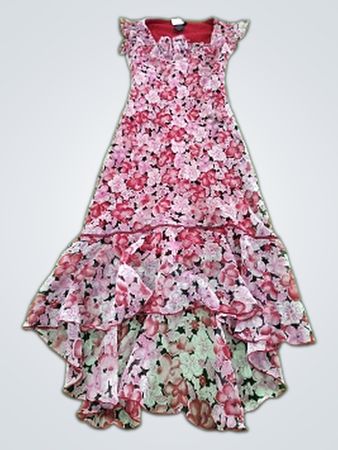 Pink Floral Ruffled Dress