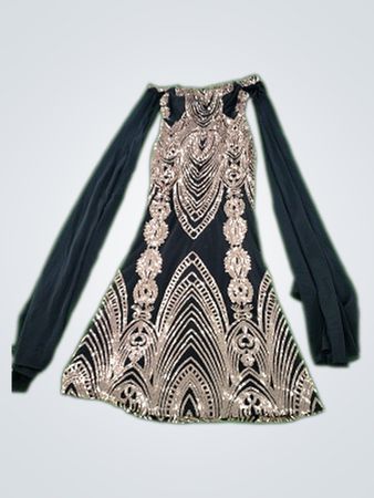 Giffniseti Embellished Black Dress