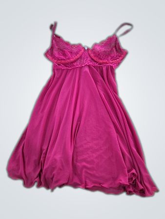 Unbranded Magenta Lace Trim Slip Dress