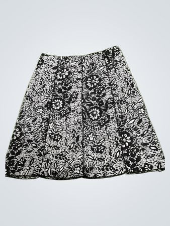 Nine & Company Black Floral Print A-Line Skirt