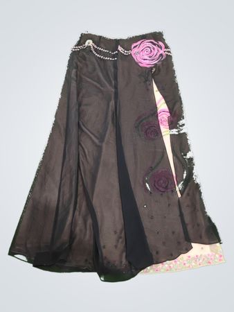 Sheer Black Pants with Beaded Waistband