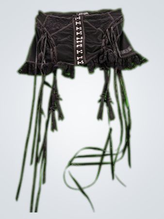 Black Ruffled Waist Belt with Long Tassels