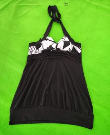 Black and White Halter Neck Swimsuit Top