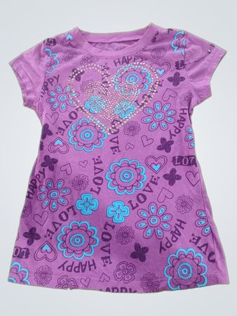 Purple Girl's T-Shirt with Floral Design