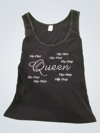 Chelone Black Rhinestone Queen Tank Top