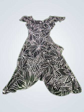 CATO WOMAN Black and White Leaf Pattern Jumpsuit