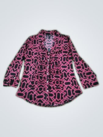 Pink and Black Patterned Long-Sleeve Shirt