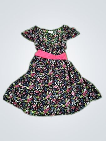 Floral Dress with Pink Belt