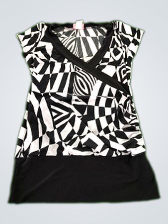 poetry clothing black and white patterned top
