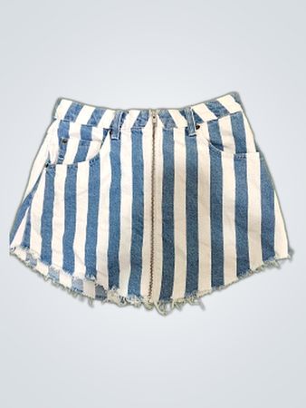 Bershka BSKGIRL Striped Denim Shorts