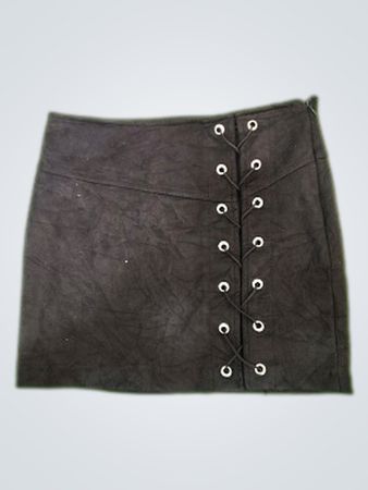 Charlotte Russe Black Suede Lace-Up Mini Skirt