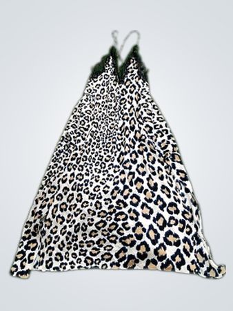 Victoria's Secret Leopard Print Slip Dress with Black Lace Trim
