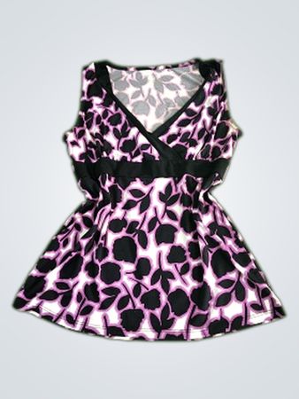 Sleeveless V-neck Top with Floral Print