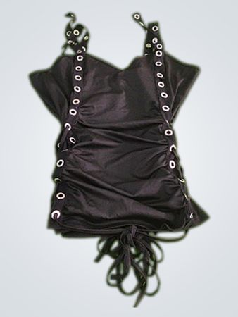 Black lace-up tank top with grommets
