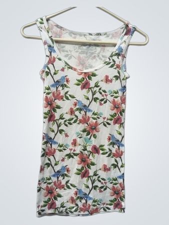 TIME AND TRU Floral Bird Print Tank Top