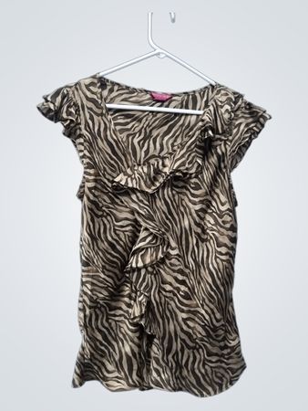 Sunny Leigh Zebra Print Ruffle Blouse