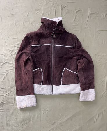 Bongo Brown Suede Jacket with Fur Trim