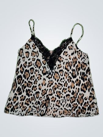 Societe Leopard Print Lace Trim Camisole