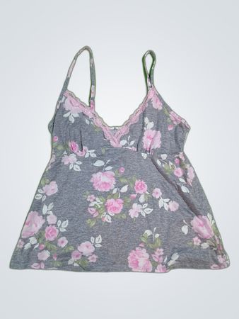 PINK Lace Trim Floral Camisole