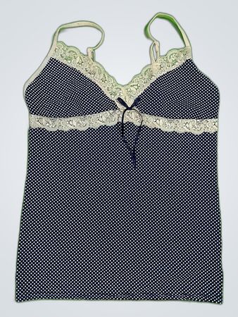 American Eagle Navy Polka Dot Lace Trim Camisole