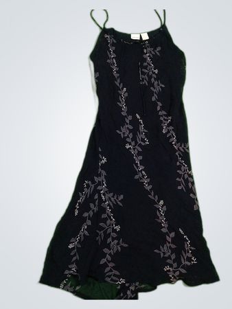 Meronana Black Embroidered Spaghetti Strap Dress