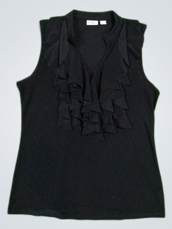 CAFO Black Ruffle Sleeveless Blouse